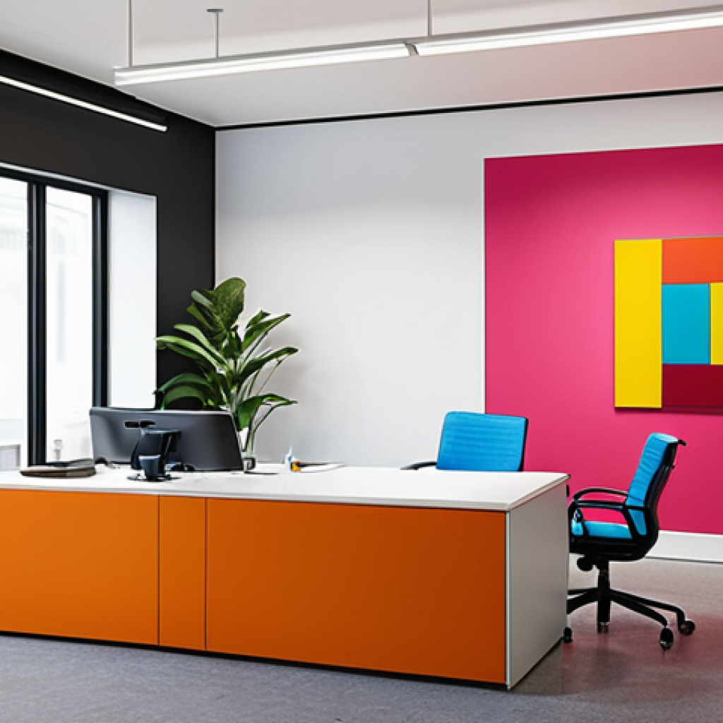 **

A vibrant, modern office space. Focus on brand identity elements: a stylish logo subtly displayed, consistent color palette used throughout the decor, and employees who are well-dressed and engaged in positive interactions with clients. The overall impression should be one of professionalism, authenticity, and a strong sense of brand unity.

**