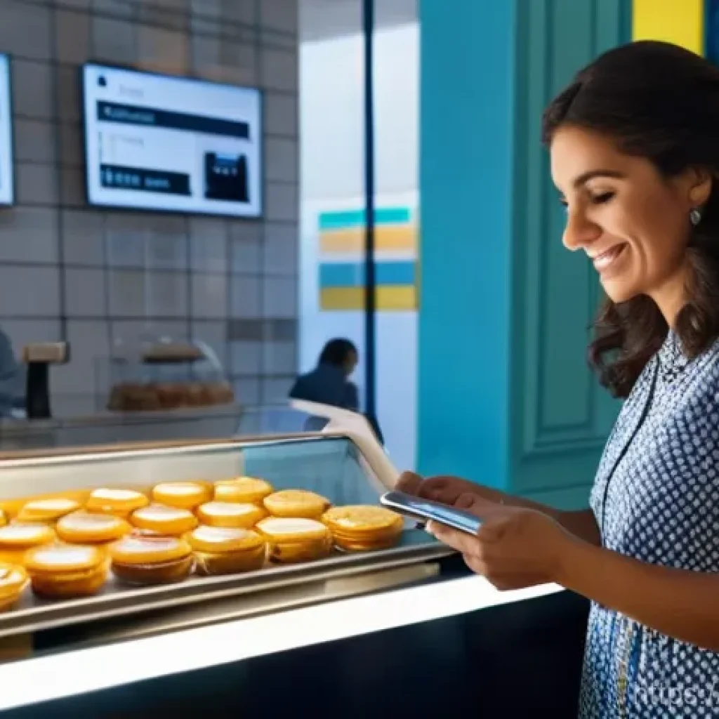 모바일 경제 - **Prompt 1: Seamless Mobile Payments at a Portuguese Pastelaria**
    A vibrant, realistic image cap...