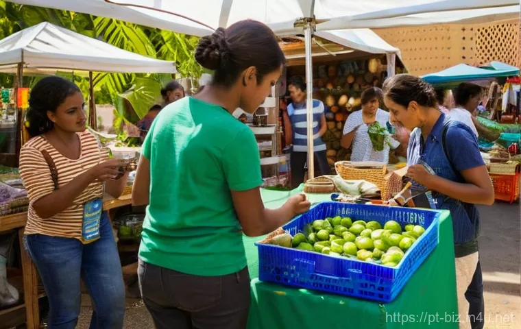 기업의 지속 가능성 - **Prompt:** A vibrant and modern Portuguese corporate office lobby, bathed in natural light. In the ...