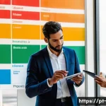 사업 확장 전략 - **Prompt:** A vibrant and dynamic scene capturing a market research meeting in a sun-drenched, archi...