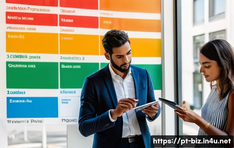 사업 확장 전략 - **Prompt:** A vibrant and dynamic scene capturing a market research meeting in a sun-drenched, archi...