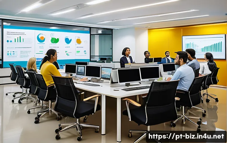 공공 정책과 윤리 - A vibrant and professional scene depicting a diverse group of Brazilian public servants in an open g...