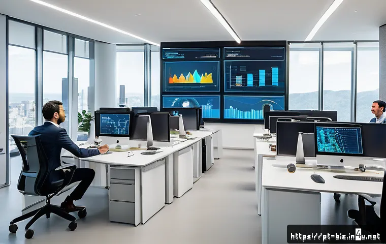 AI 기반 경영 의사결정 - A modern Brazilian corporate office scene showcasing diverse professionals collaborating with AI-dri...