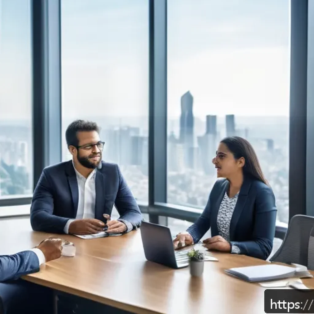 정보 시스템 전략 - A modern Brazilian corporate office scene showing diverse professionals in a meeting room collaborat...