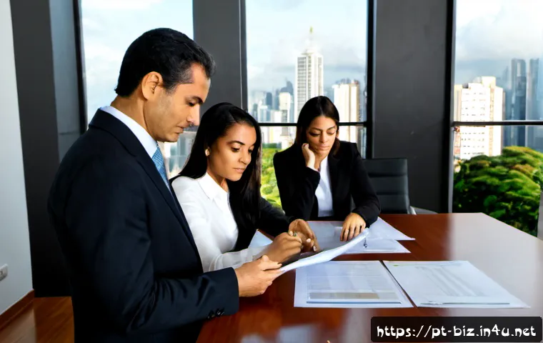 기업 윤리 - Photorealistic corporate ethics scene in a modern São Paulo office, a diverse Brazilian executive te...