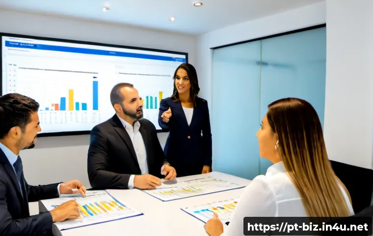 조직 성과 분석 - Photorealistic organizational performance analysis meeting in a modern São Paulo office, diverse Bra...