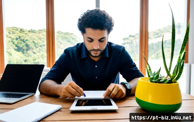 Home 17 창업과 기술 혁신 - Photorealistic Brazilian startup founder and engineer in a bright São Paulo coworking studio, collab...